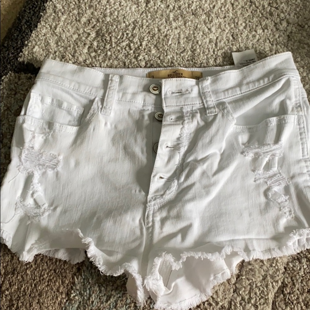 Hollister White denim high waisted shorts